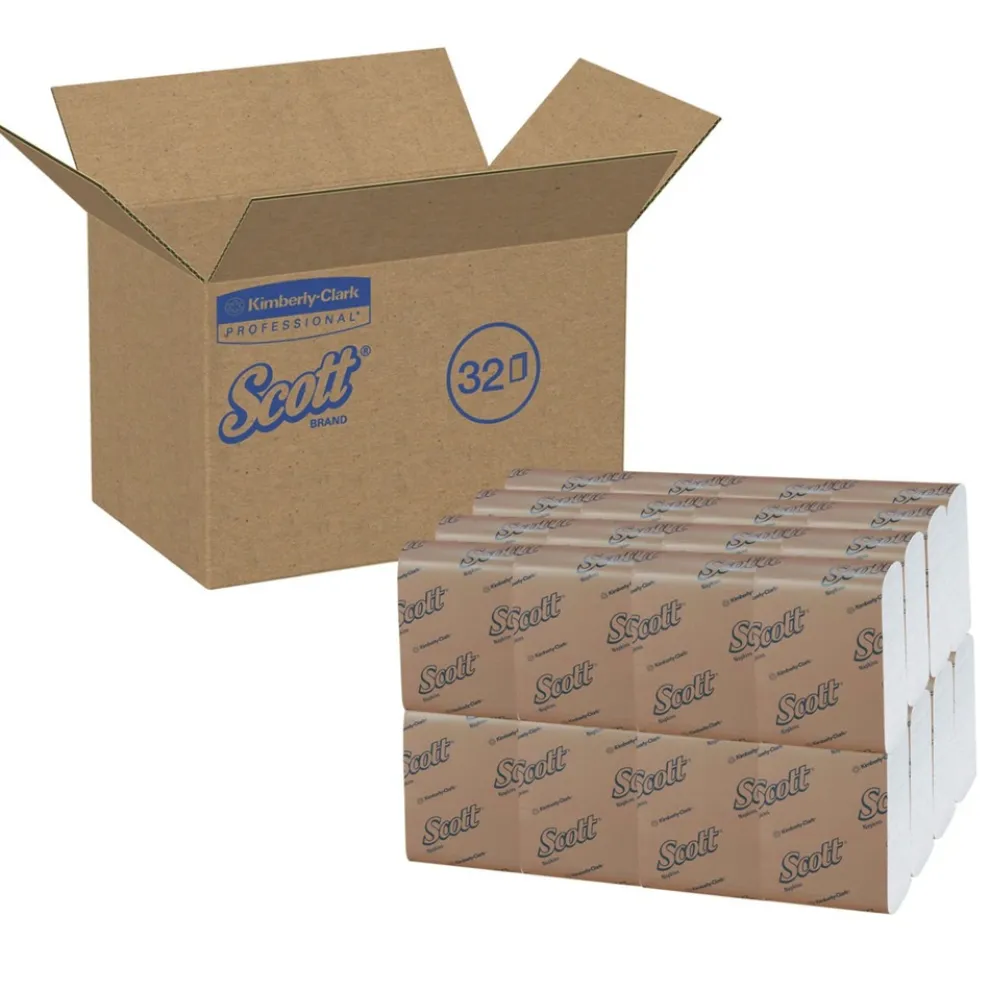 Scott 12 in. x 7 in. 1-Ply Low-Fold Dispenser Napkins - White (8000/Carton)