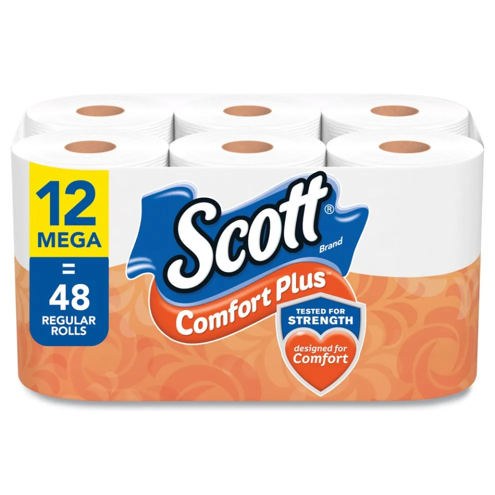 Scott ComfortPlus 1-Ply Septic Safe Mega Roll Toilet Paper - White (24/Carton)