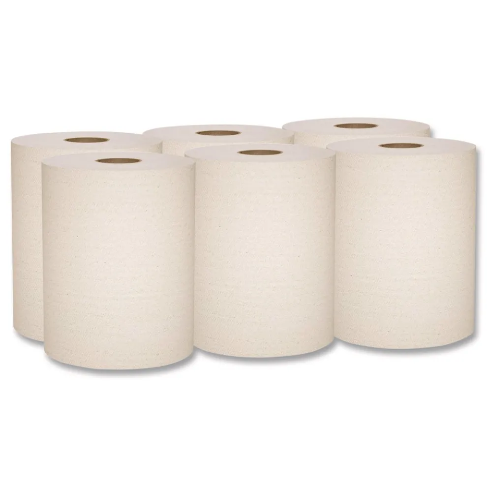 Scott Essential 100% Recycled Fiber Hard Roll Towel, 1-Ply, 8-in x 800-ft, 1.5-in Core, Brown, 6 Rolls/Carton