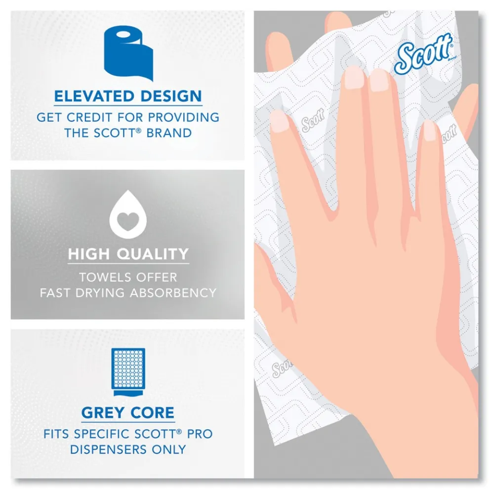 Scott 1-Ply 1150 ft. Pro Hard Roll Paper Towels with Elevated Scott Design for Scott Pro Dispenser - Gray Core Only (6/Carton)