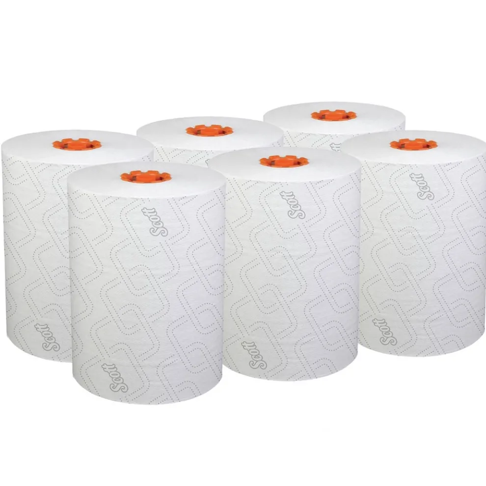 Scott 1-Ply 8 in. x 580 ft. Slimroll Towels - White/Orange Core (6/Carton)