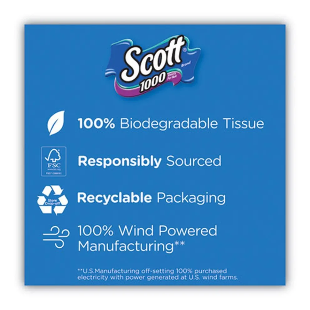 Scott 1-Ply 4.1 in. x 3.7 in. Septic Safe Toilet Paper - White (48/Carton)