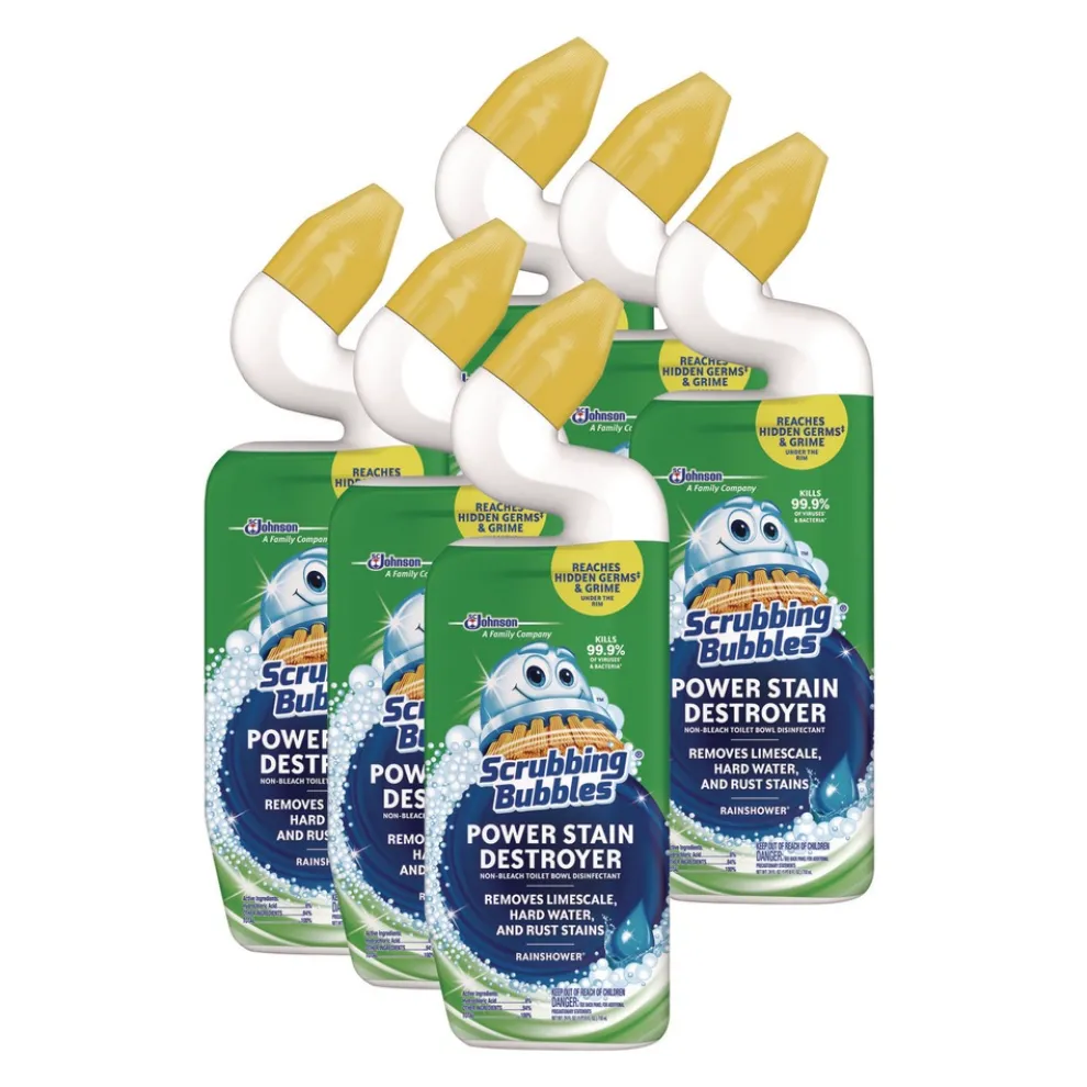 Scrubbing Bubbles 24 oz Power Stain Destroyer Toilet Bowl Disinfectant - Rainshower Scent (6/Carton)