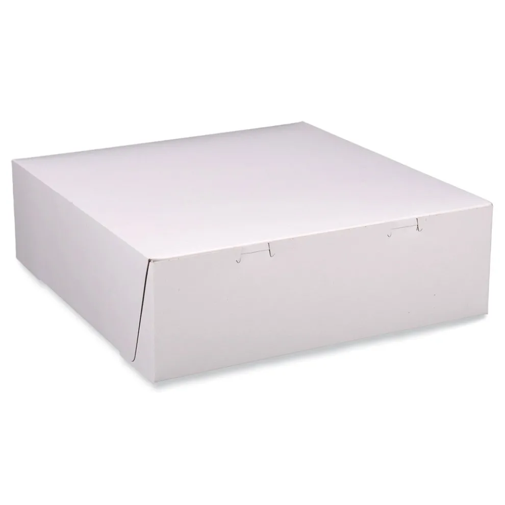 SCT 12 in. x 12 in. x 4 in. Paper Standard Bakery Boxes - White (100/Carton)