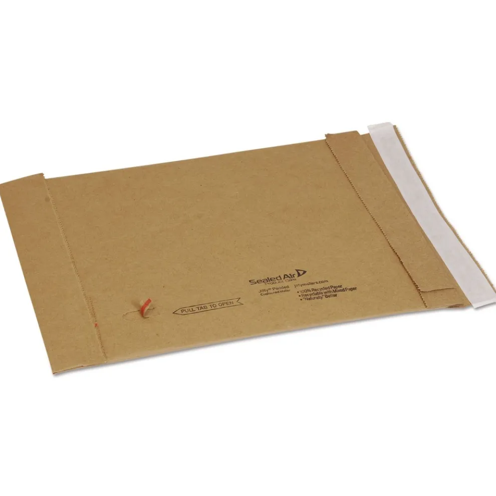 Sealed Air Jiffy #1 Paper Padding Self-Adhesive Closure 7.25 in. x 12 in. Padded Mailer - Natural Kraft (100/Carton)