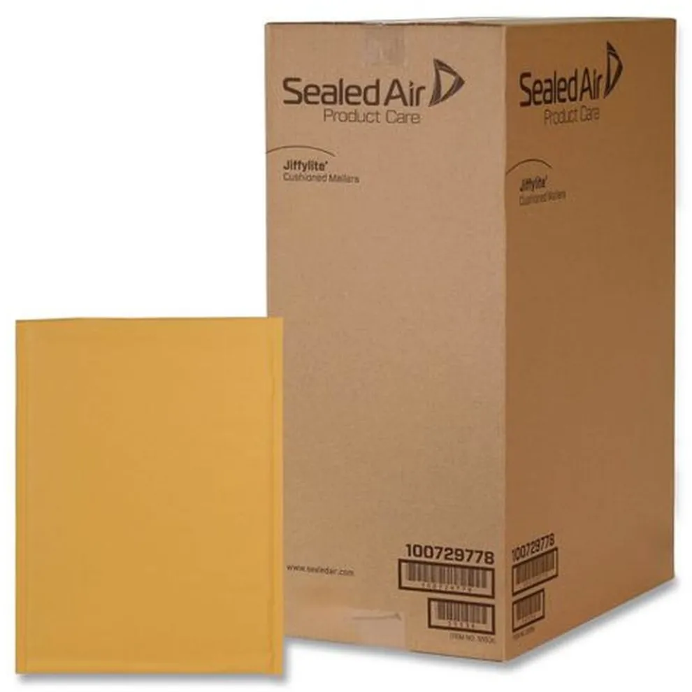 Sealed Air Jiffylite #0 Barrier Bubble Air Cell Cushion Self-Adhesive Closure Self-Seal 6 in. x 10 in. Bubble Mailer - Brown Kraft (200/Carton)