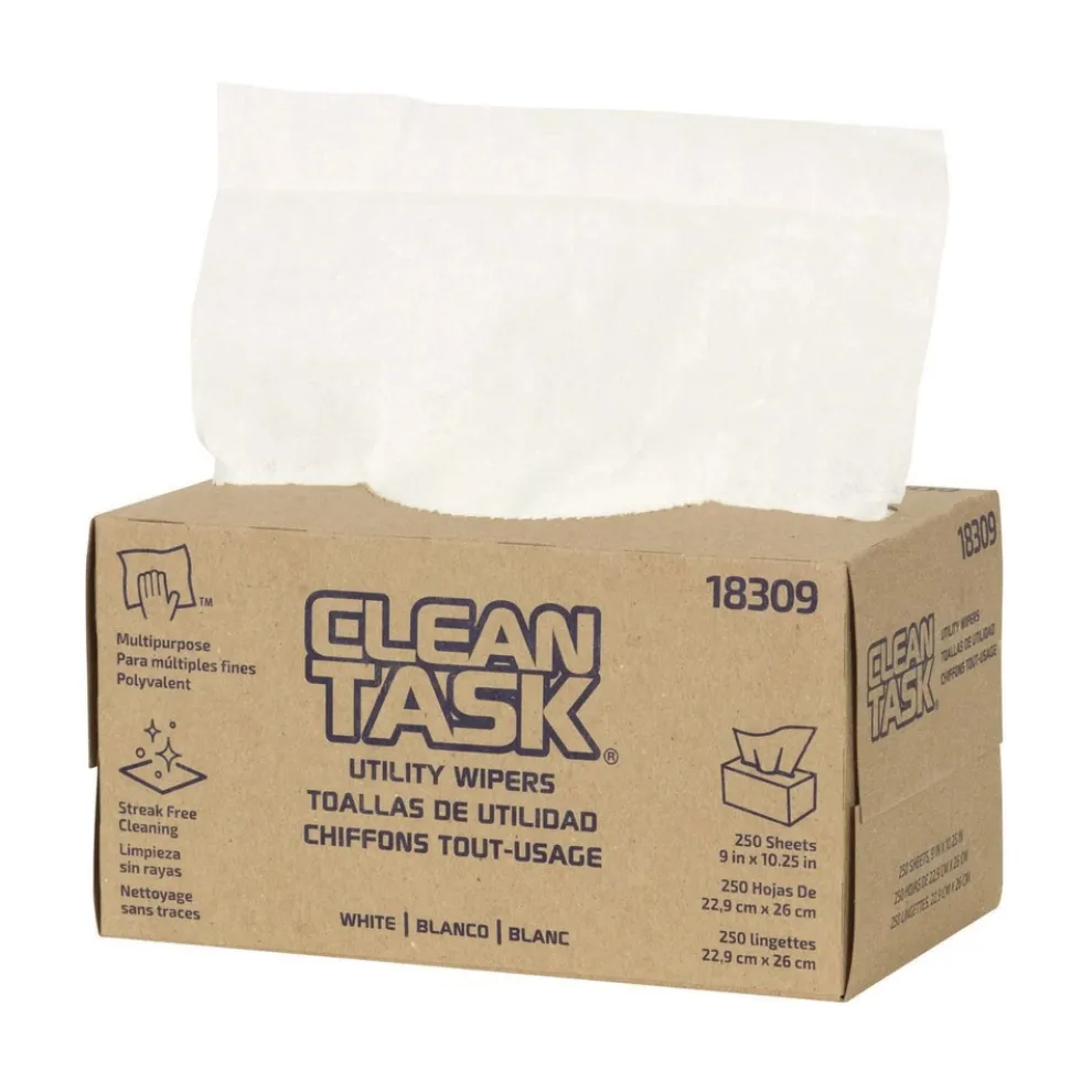 Sellars 1-Ply 9 x 10.25 Clean Task Utility Wipers - White (24/Carton)