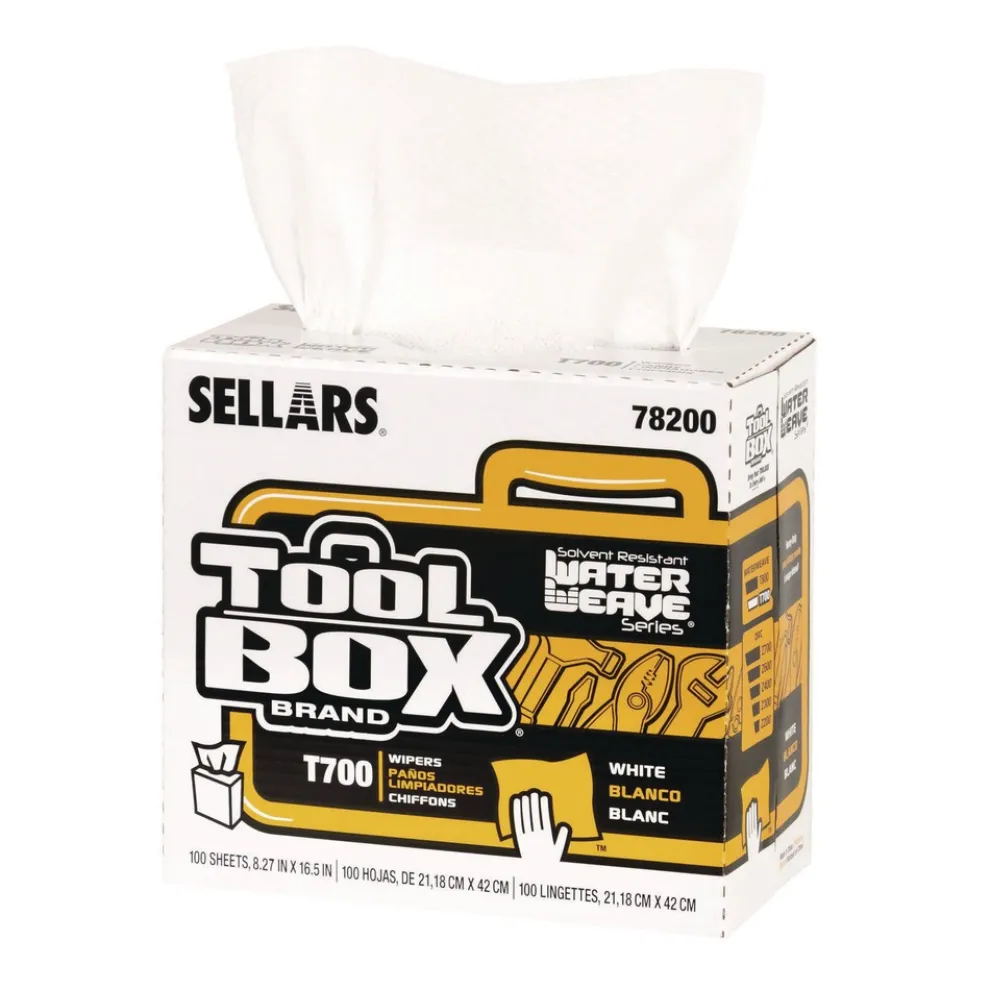 Sellars 1-Ply 8.27 x 16.5 TOOLBOX WaterWeave T700 Wipers - White (8/Carton)