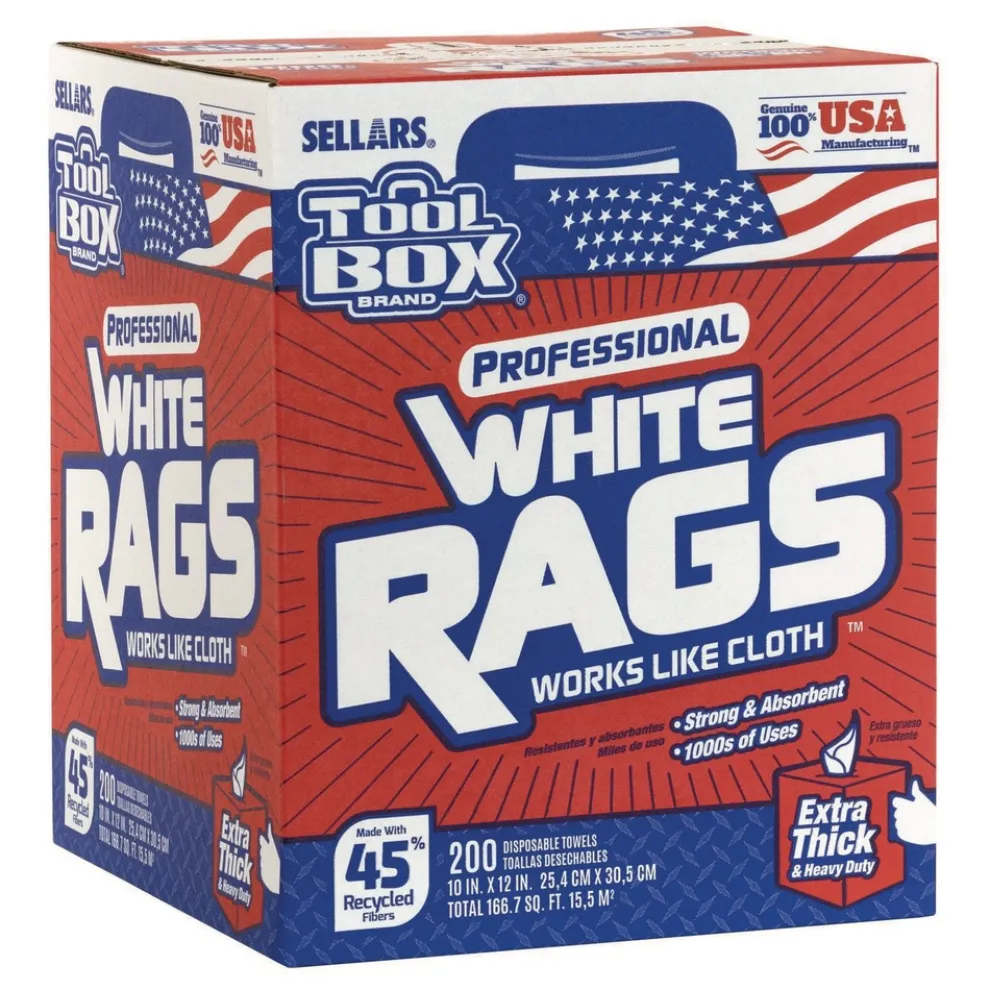Sellars 1-Ply 9.8 x 12 TOOLBOX Rags - White (6/Carton)