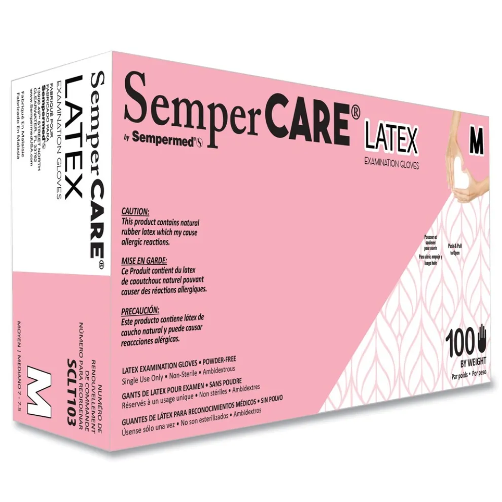 SemperCare Latex Examination Gloves - Cream/Medium (1000/Carton)