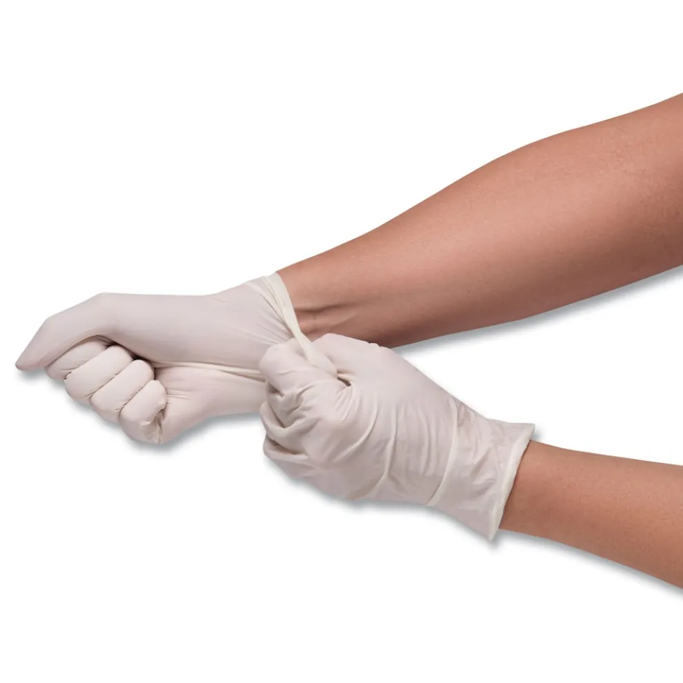 SemperCare Stretch Vinyl Examination Gloves - Medium, Cream (100/Box)