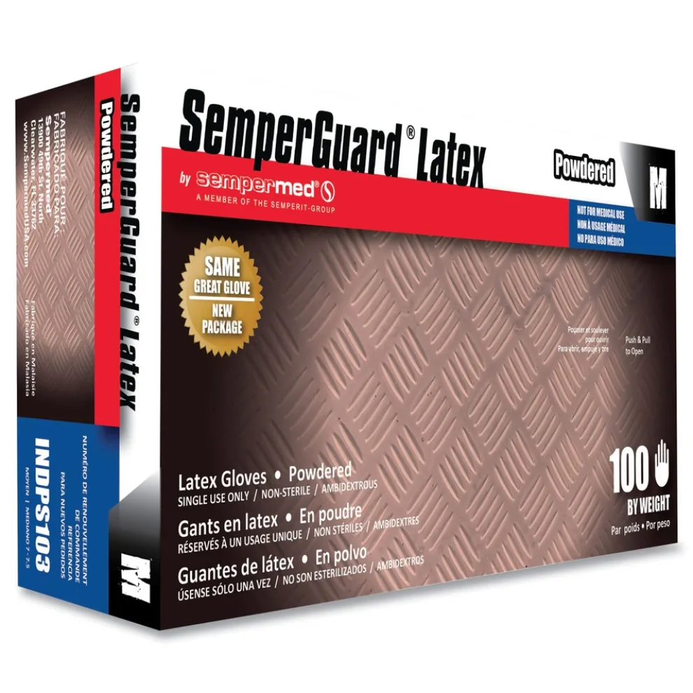 SemperGuard Latex Powdered Gloves - Medium Cream (100/Box)
