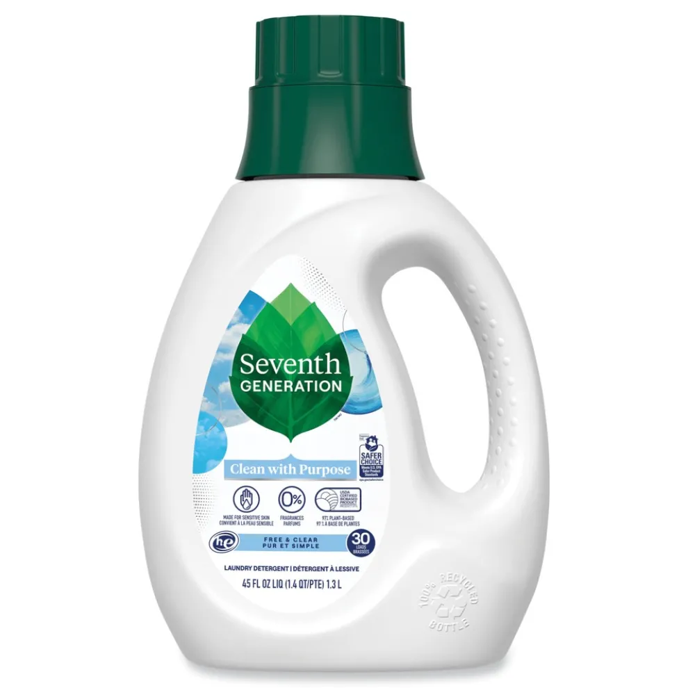 Seventh Generation 10732913450661 45 oz. Bottle Natural Liquid Laundry Detergent - Fragrance Free (6/Carton)