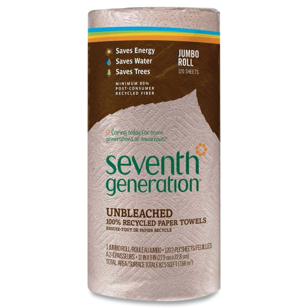 Seventh Generation SEV 13720 100% Recycled 11 in. x 9 in. 2-Ply Paper Kitchen Towel Rolls - Brown (120/Roll, 30 Rolls/Carton)
