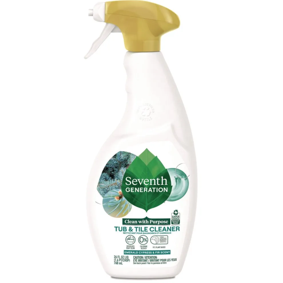 Seventh Generation 26 oz Tub and Tile Cleaner Spray Bottle - Emerald Cypress and Fir Scent (8/Carton)
