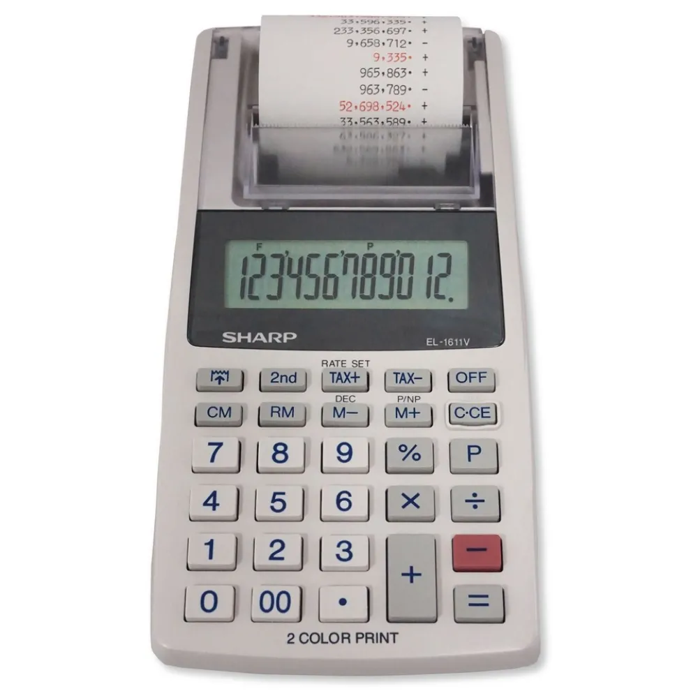 Sharp EL-1611V 2 Lines/Sec Printing Calculator - Black/Red Print