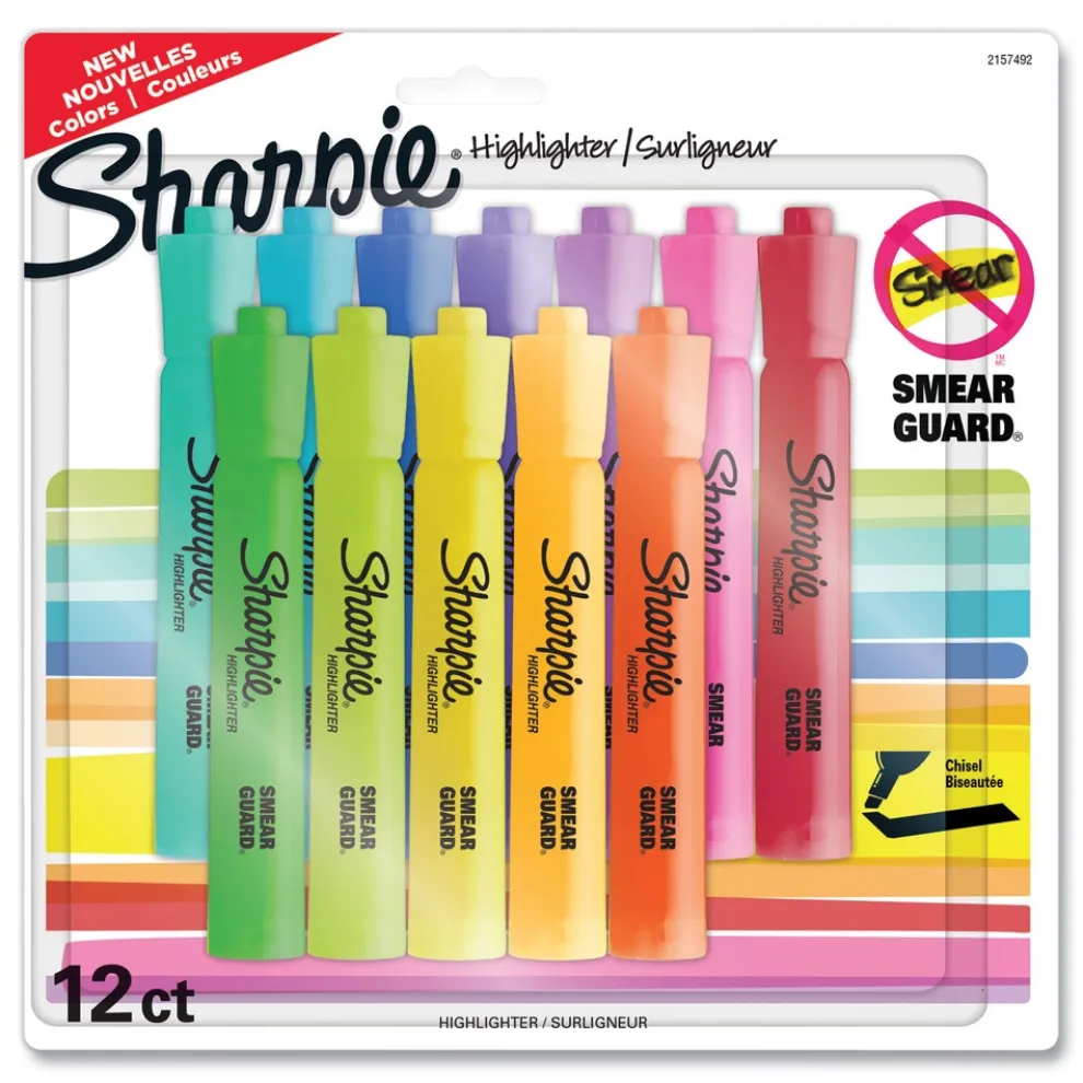 Sharpie Chisel Tip Tank Style Highlighters - Assorted Ink Colors/Assorted Barrel Colors (12/Pack)