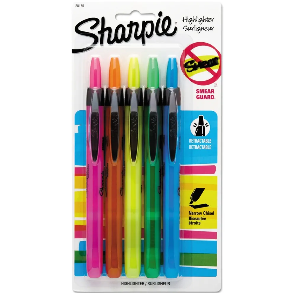 Sharpie Chisel Tip Retractable Highlighters - Assorted Ink/Barrel Colors (1-Set)