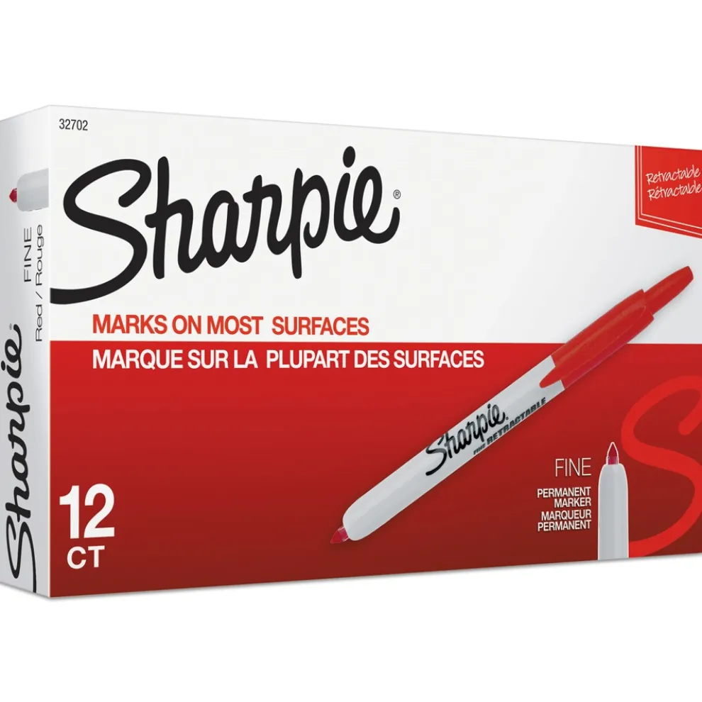 Sharpie Fine Bullet Tip Retractable Permanent Marker - Red (1-Dozen)