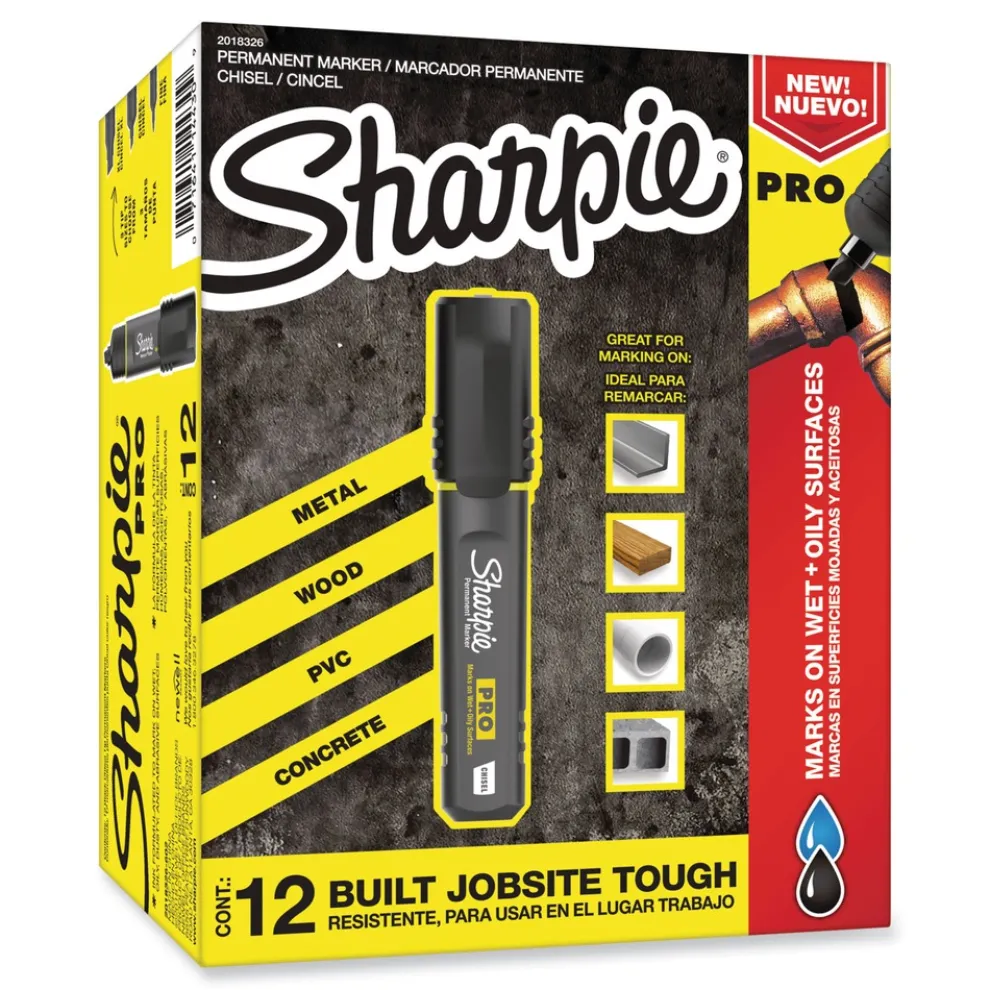 Sharpie Pro Broad Chisel Tip Permanent Marker - Black (1-Dozen)