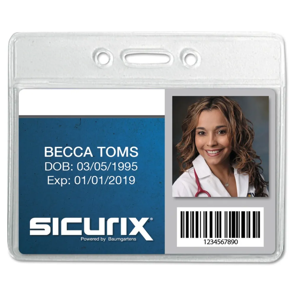 SICURIX SICURIX 2.13 in. x 3.38 in. Horizontal Badge Holder - Clear (12/Pack)