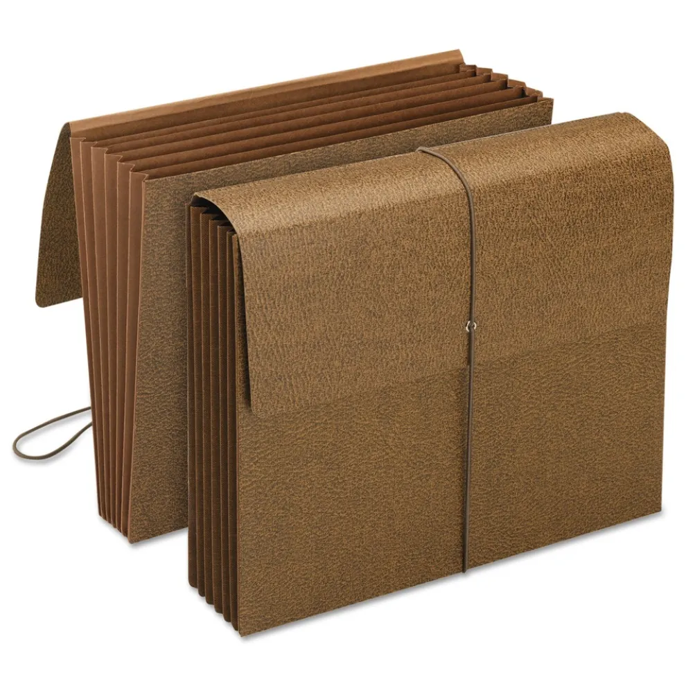 Smead 72473 5.25 in. Expansion 6 Section Letter Size Classic Expanding Partition Wallet with Tear Resistant Gusset and Elastic Cord - Redrope (10/Box)