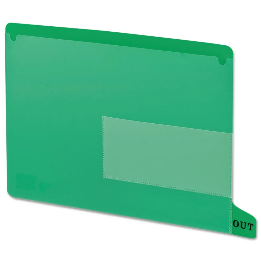 Smead 61952 1/3-Cut End Tab Out 8.5 in. x 11 in. Colored Poly Out Guides with Pockets - Green (25/Box)