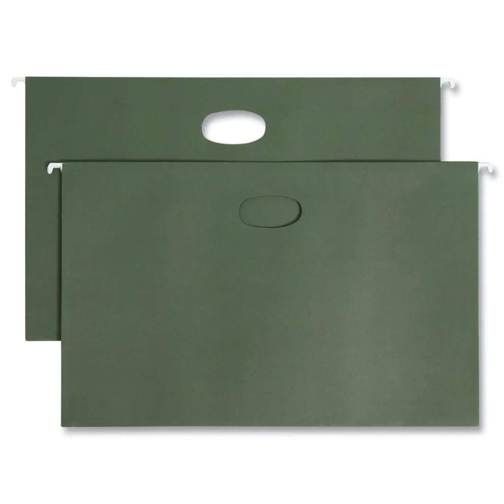 Smead 3.5 in. Capacity 1 Section Legal Size Hanging Pockets with Full-Height Gusset - Standard Green (10/Box)