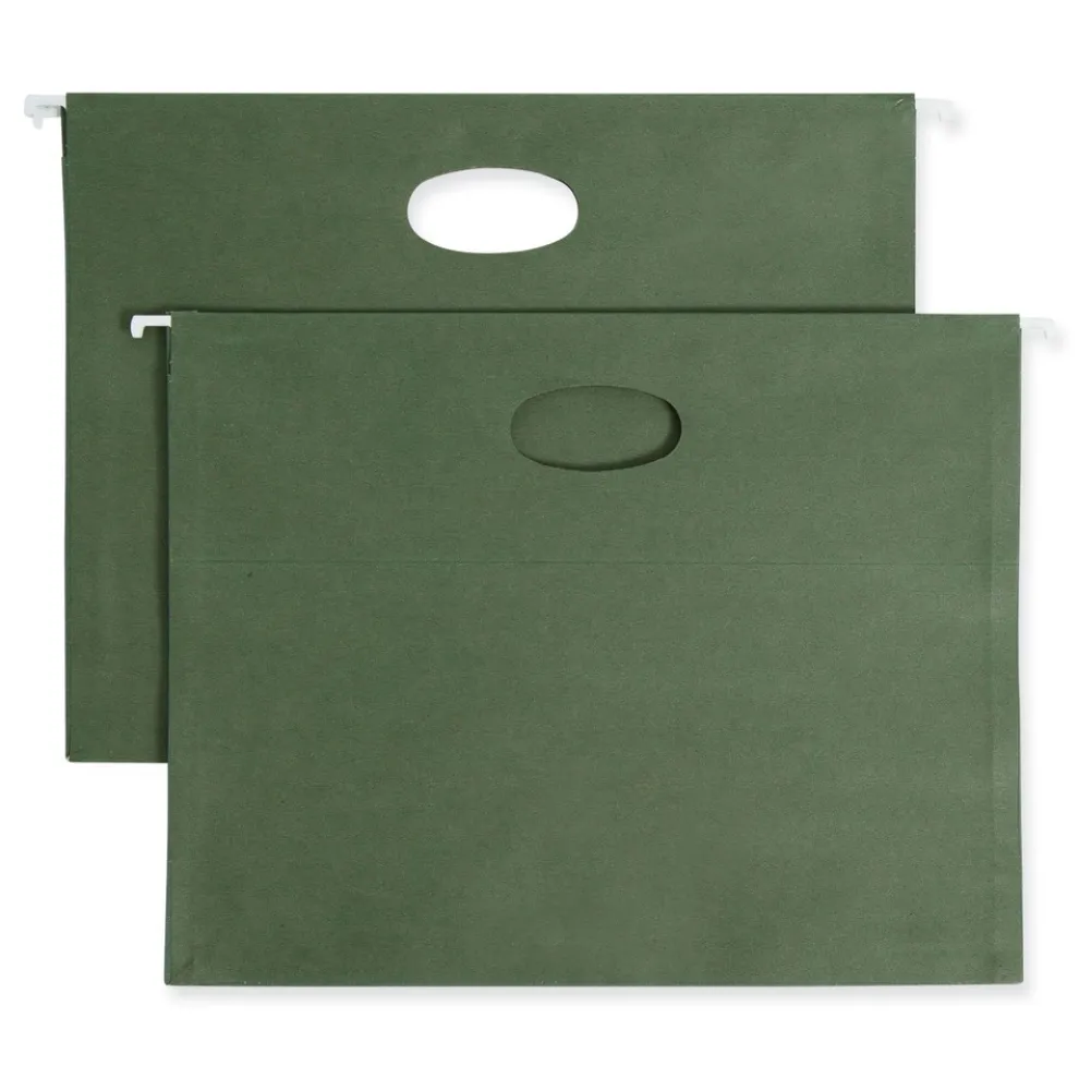 Smead 3.5 in. Capacity 1 Section 100 Percent Recycled Hanging Pockets with Full-Height Gusset - Standard Green/Letter Size (10/Box)