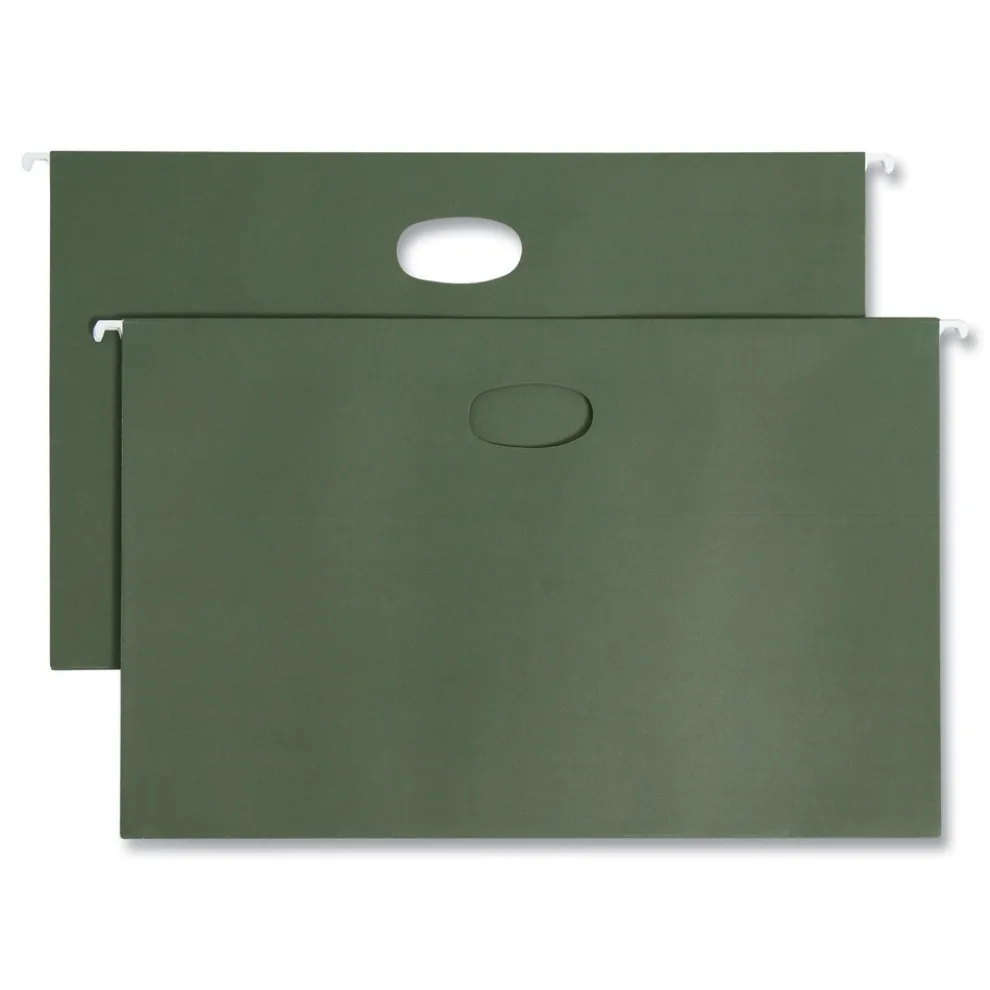 Smead 1.75 in. Capacity 1 Section Hanging Pockets with Full-Height Gusset - Standard Green/Legal Size (25/Box)