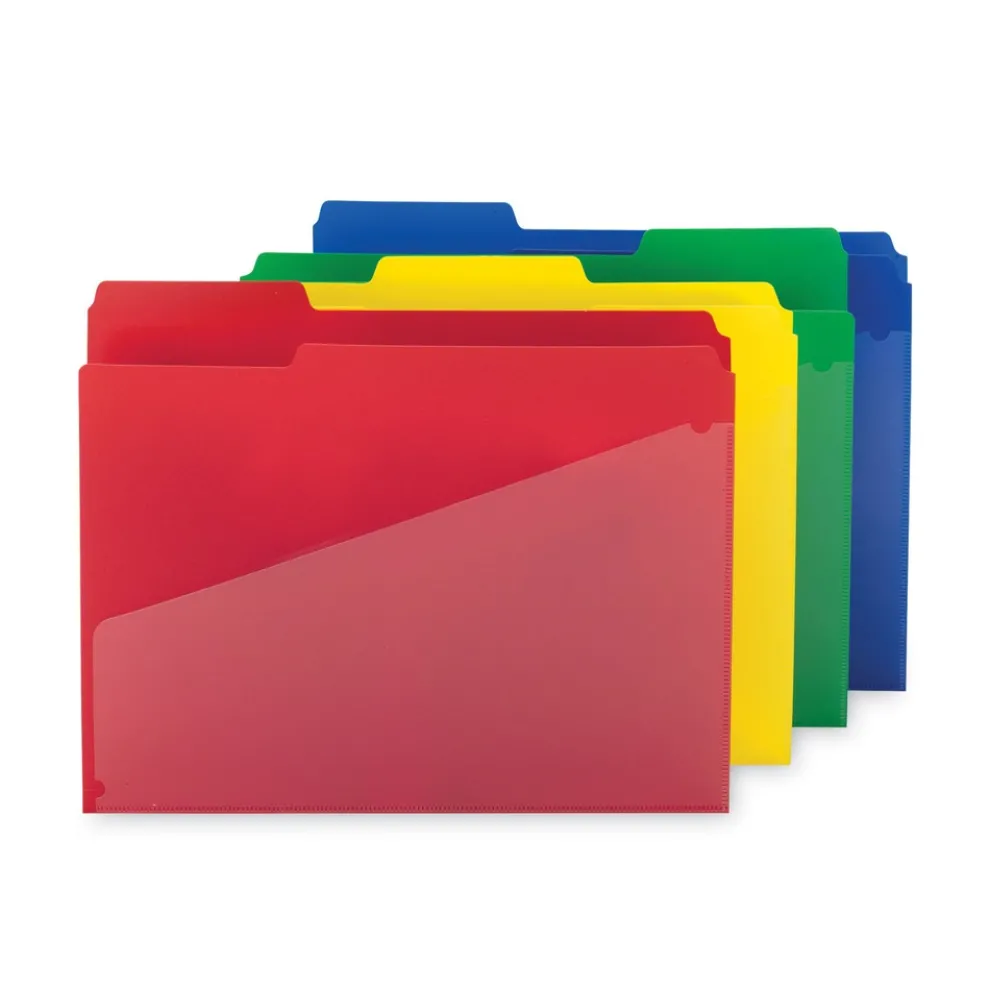 Smead 0.75 in. Expansion Letter Size Poly Colored File Folders with Slash Pocket - Assorted Colors (12/Pack)
