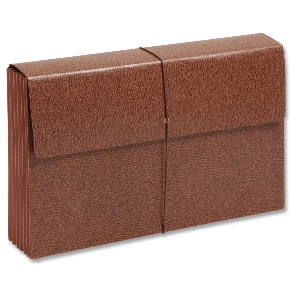 Smead 5.25 in. Expansion 6 Section Legal Size Classic Expanding Partition Wallet with Tear Resistant Gusset and Elastic Cord - Redrope (10/Box)