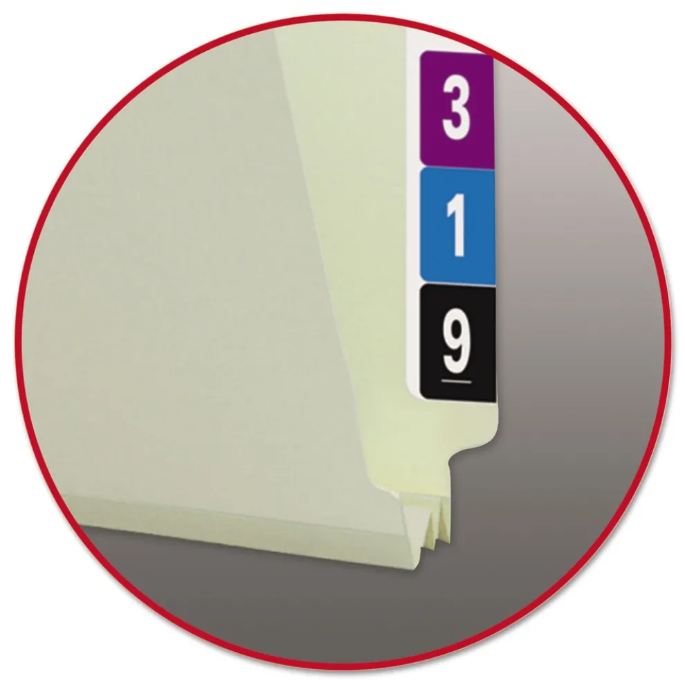 Smead 2 in. Expansion Extra-Heavy Recycled Pressboard End Tab Folders - Letter Size/Gray-Green (25/Box)