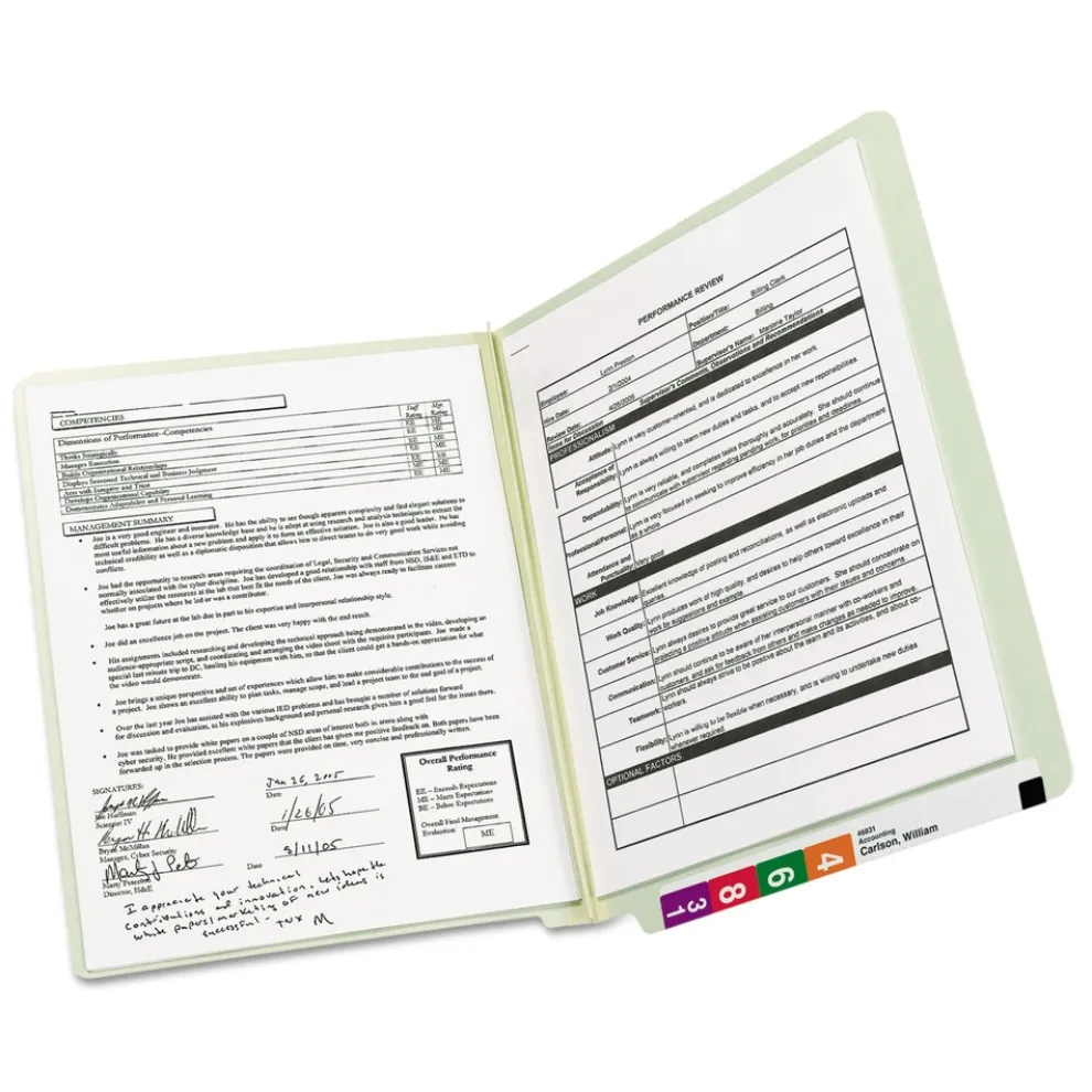 Smead 2 in. Expansion Extra-Heavy Recycled Pressboard End Tab Folders - Letter Size/Gray-Green (25/Box)