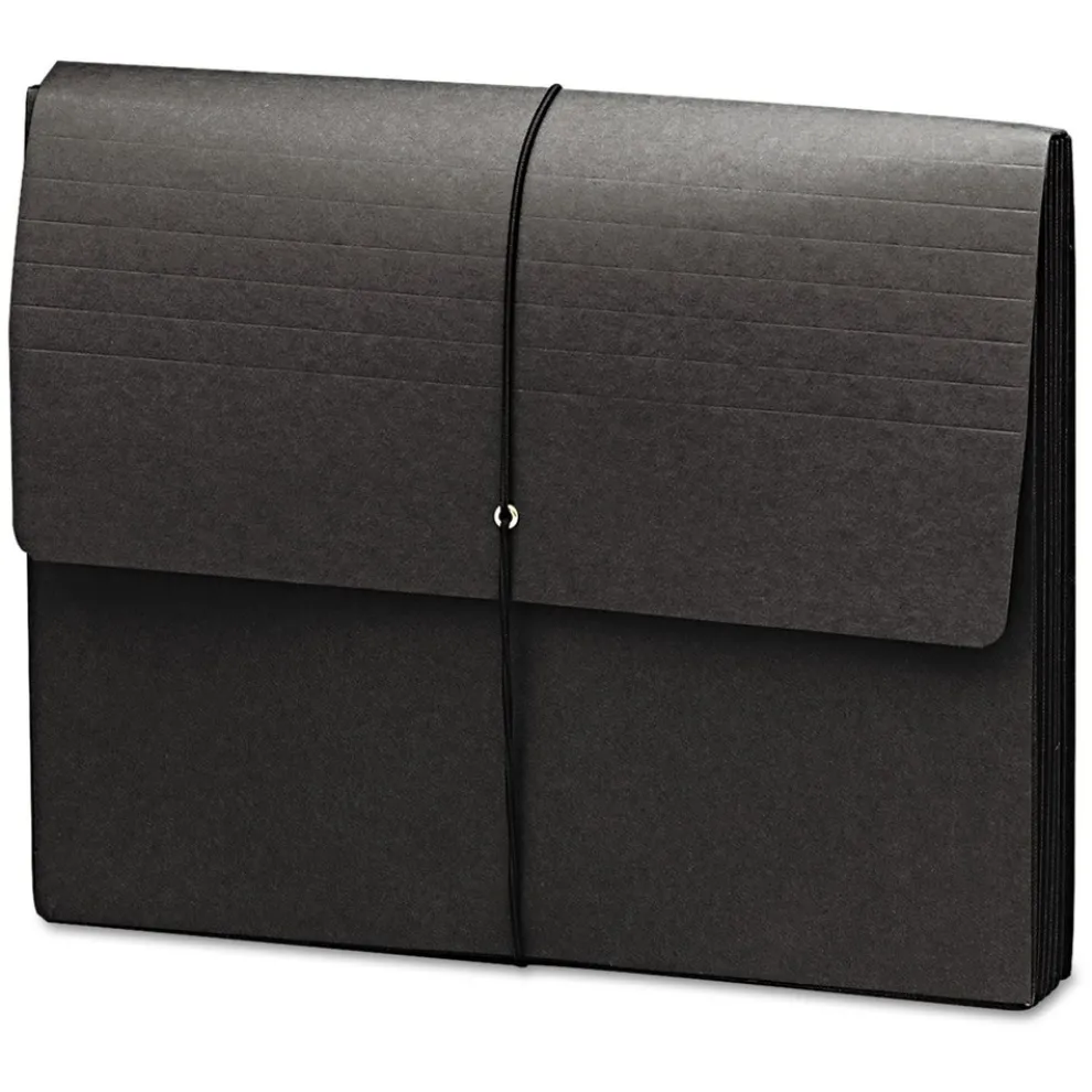 Smead 5.25 in. Expansion Letter Size 1 Section Elastic Cord Closure Extra-Wide Expanding Wallets - Black (10/Box)