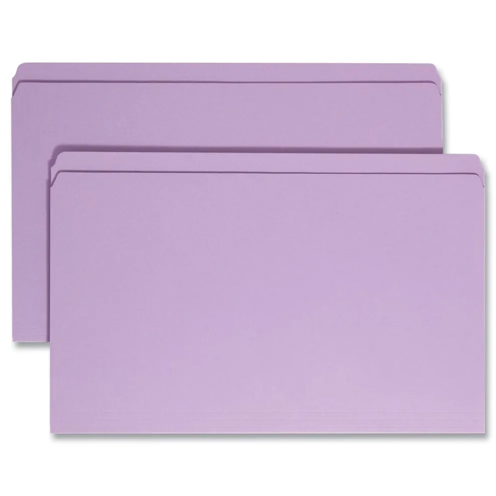 Smead 0.75 in. Expansion Reinforced Top Tab Colored File Folders - Lavender/Legal Size (100/Box)