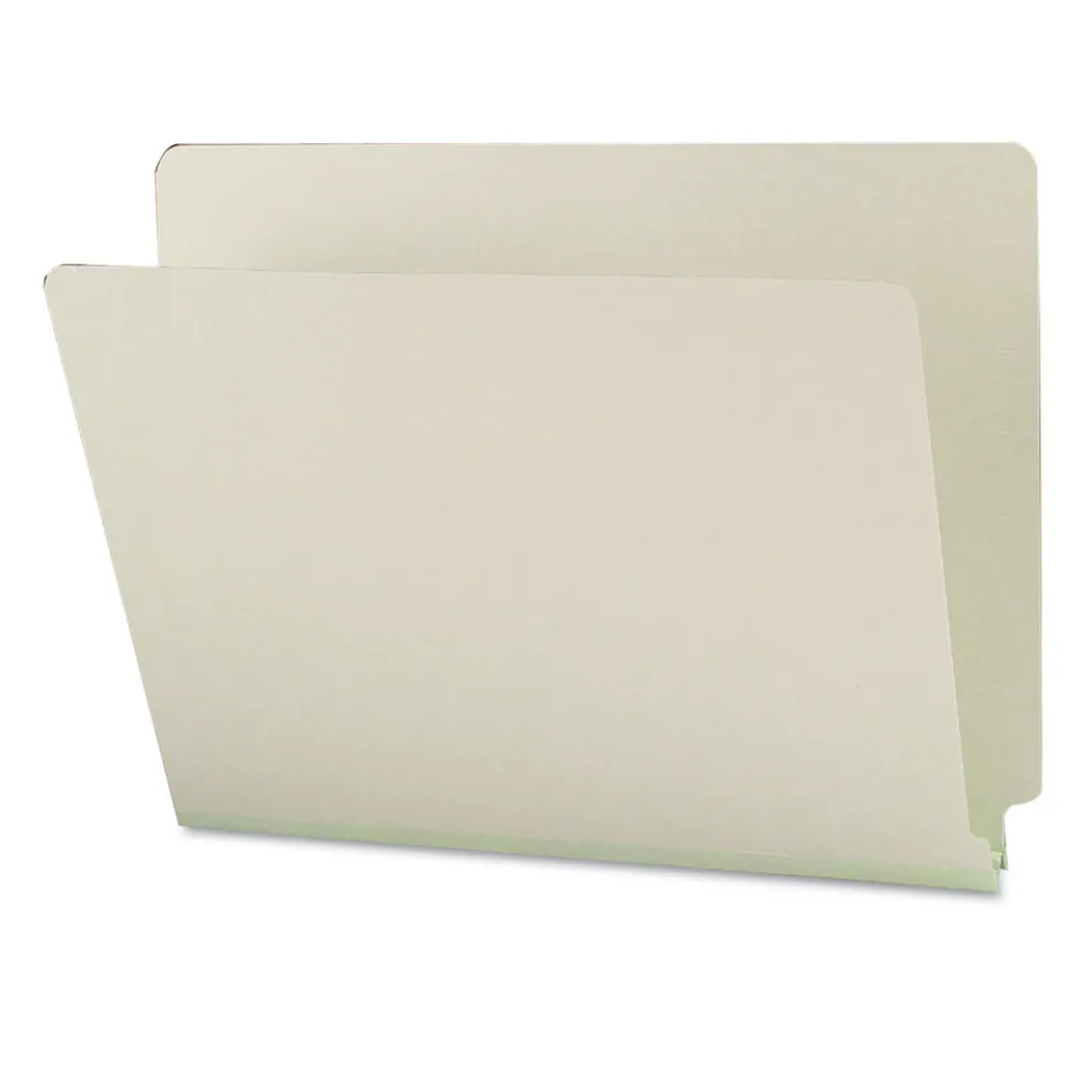 Smead 1 in. Expansion Extra-Heavy Recycled Pressboard End Tab Folders - Letter Size/Gray-Green (25/Box)