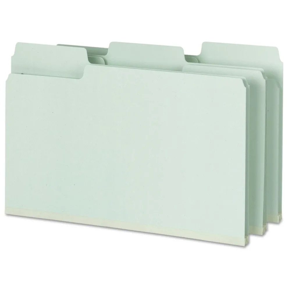 Smead 2 in. Expansion SuperTab Pressboard Fastener Folders with Two SafeSHIELD Fasteners - Legal Size/Gray-Green (25/Box)
