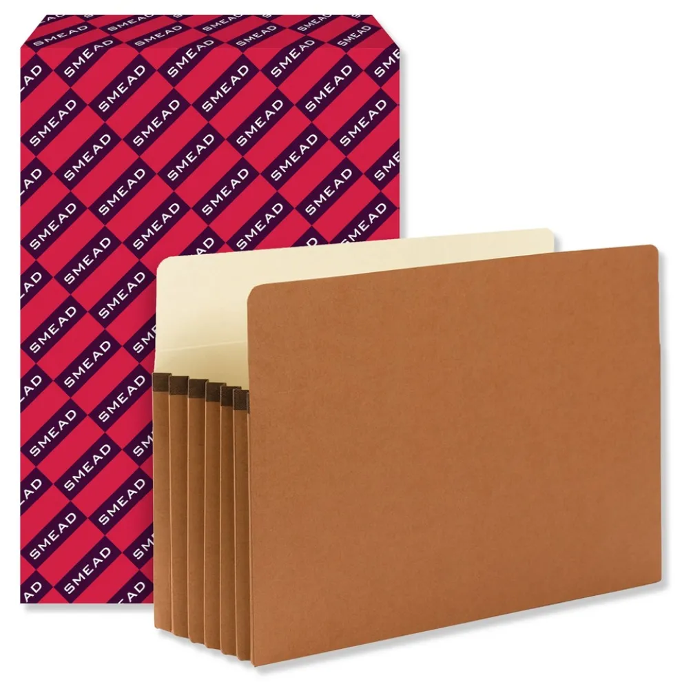 Smead 5.25 in. Expansion Legal Size Drop Front File Pockets - Redrope (50/Box)