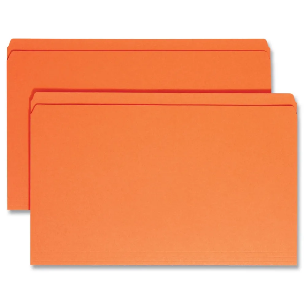Smead 0.75 in. Expansion Straight Tabs Legal Size Reinforced Top Tab Colored File Folders - Orange (100/Box)