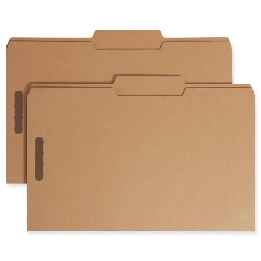 Smead 0.75 in. Expansion 2/5-Cut Top Tab 17-pt Kraft Fastener Folders, 2 Fasteners - Legal Size/Kraft (50/Box)
