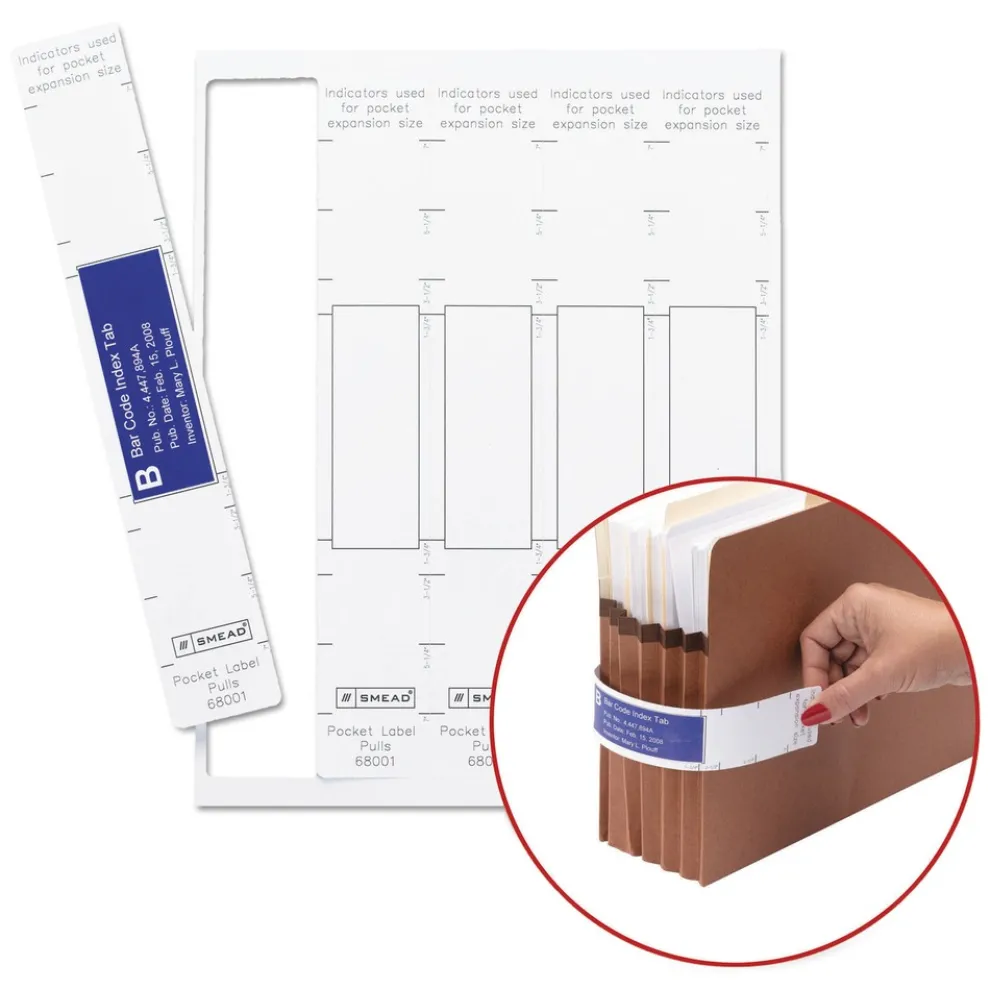 Smead 1.63 in. x 10.13 in. Viewables Pocket Label Pulls - White (45/Pack)