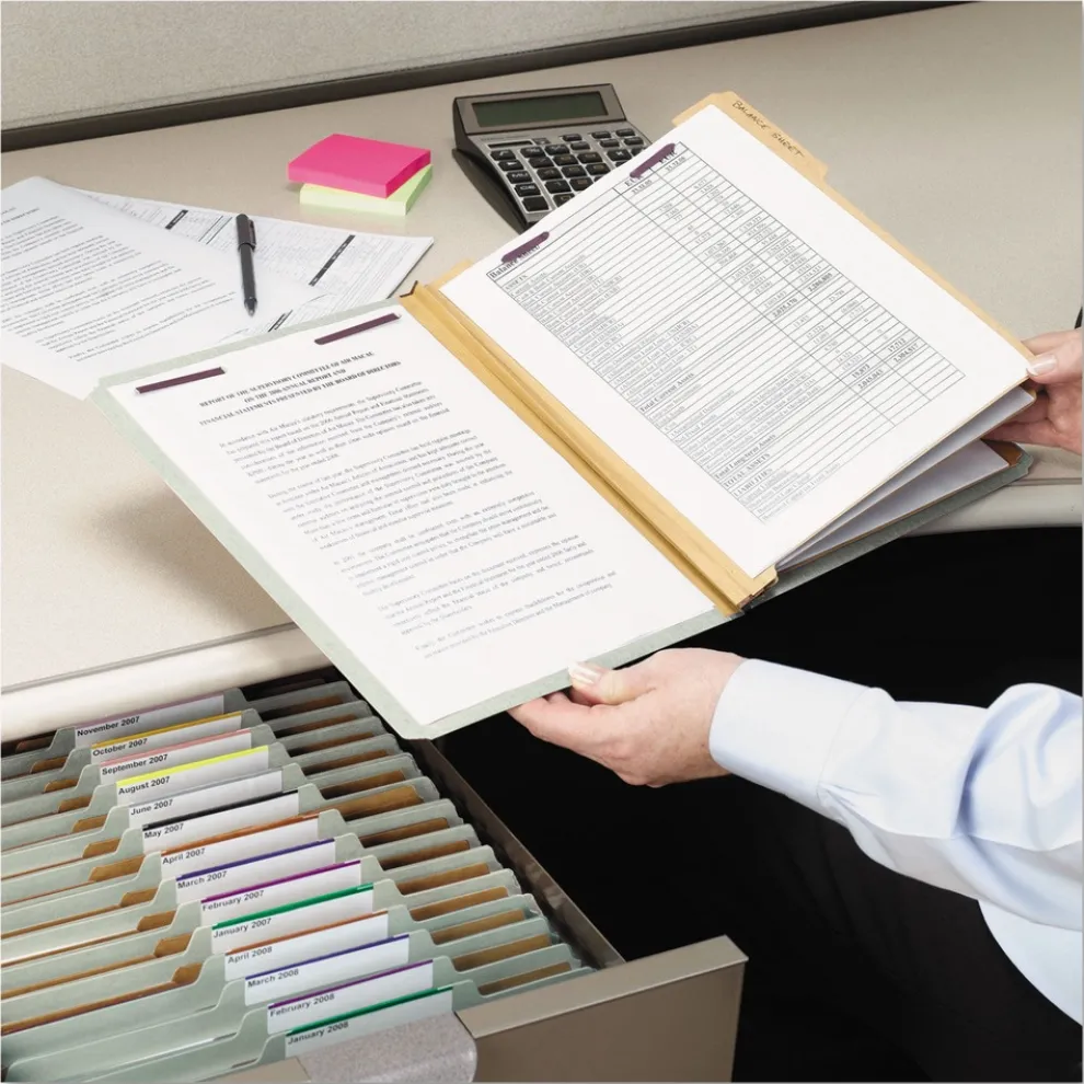 Smead 8 SafeSHIELD Fasteners 2/5-Cut Tabs 3 Dividers Letter Size Pressboard Classification Folders - Gray-Green (10/Box)