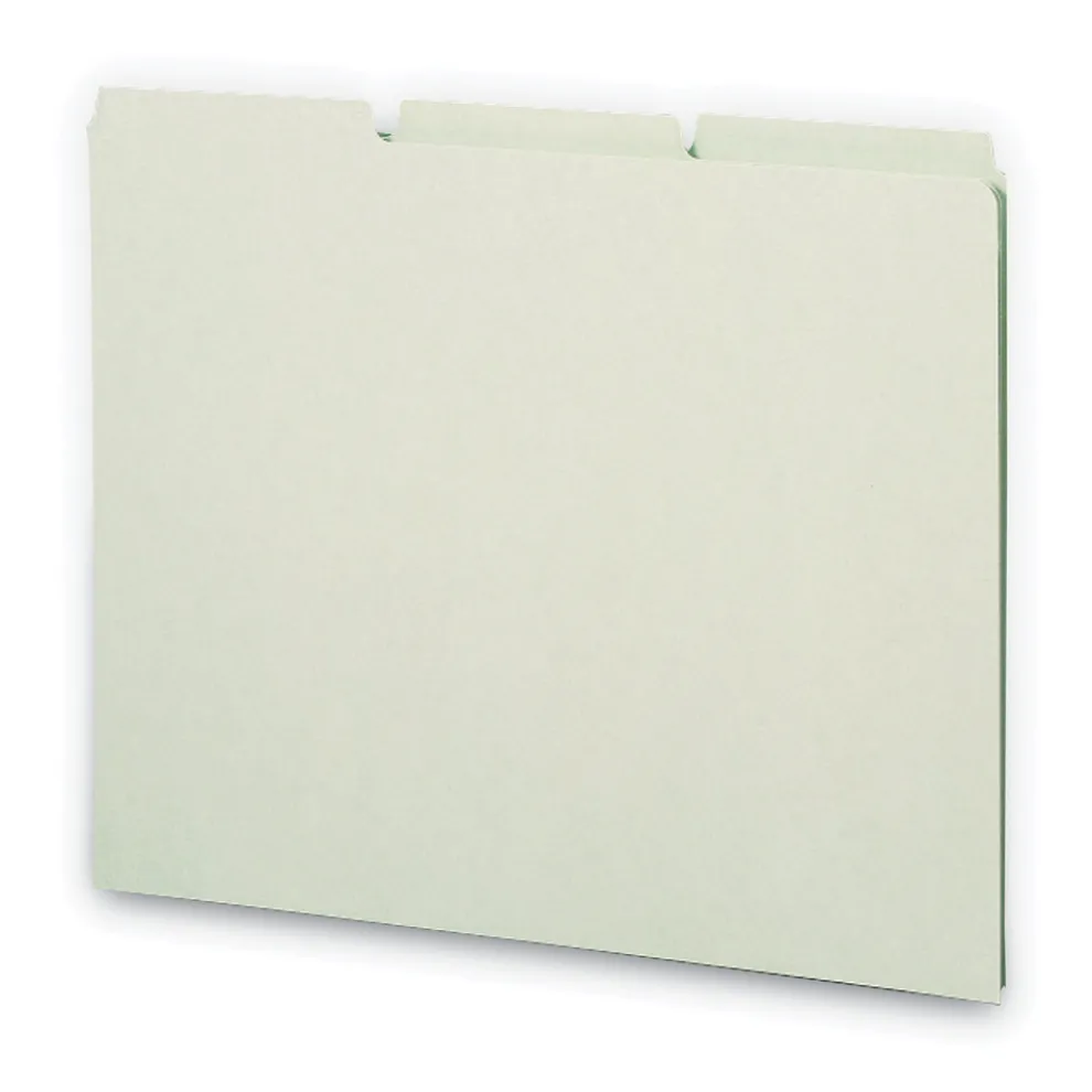 Smead 1/3-Cut Tab 8.5 in. x 11 in. Recycled Blank Top Tab File Guides - Green (100/Box)