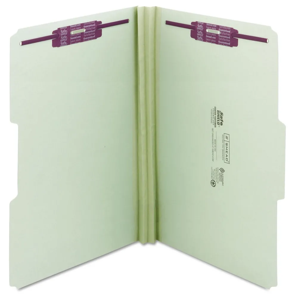 Smead Recycled Pressboard Fastener Folders with 1/3-Cut Tabs - Legal, Gray/Green (25/Box)