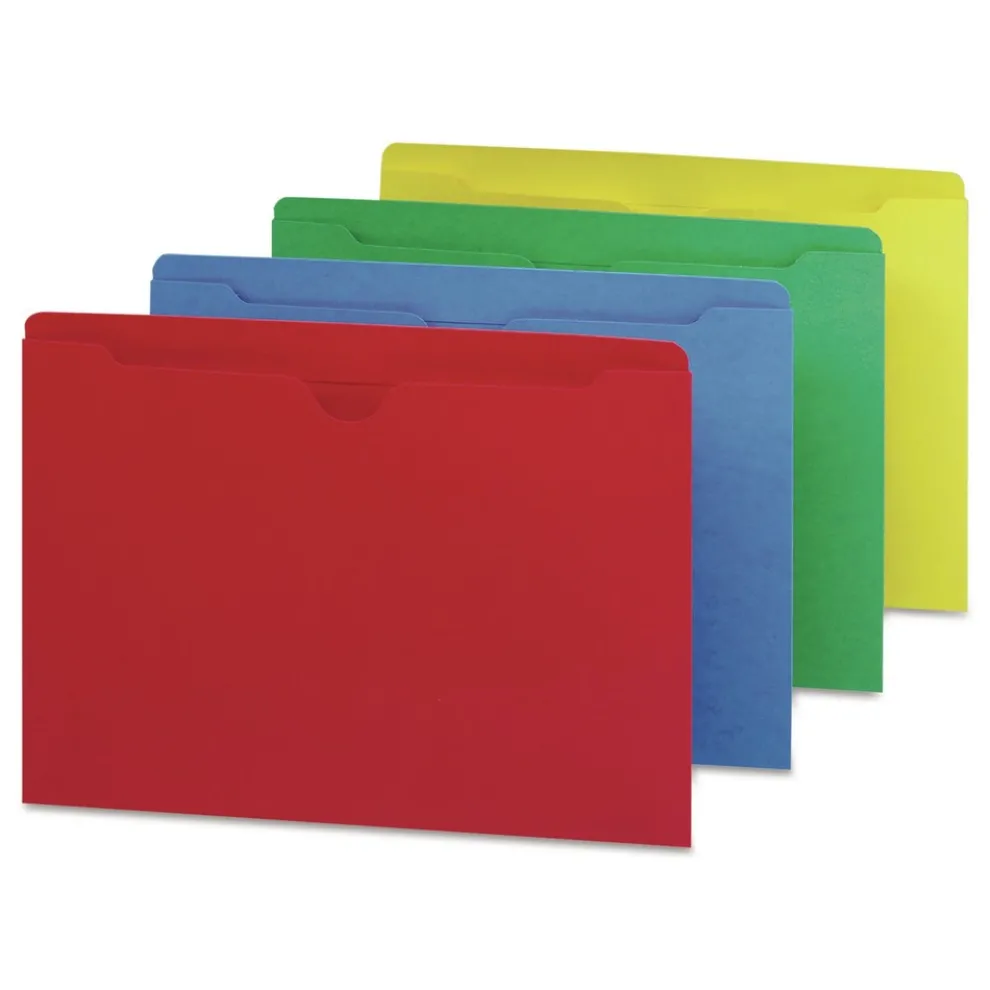 Smead Straight Tab Letter Size Colored File Jackets with Reinforced Double-Ply Tab - Assorted Colors (100/Box)
