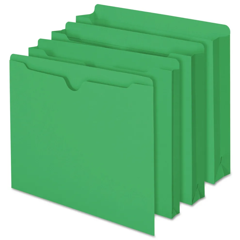 Smead Straight Tab Letter Size Colored File Jackets with Reinforced Double-Ply Tab - Green (100/Box)