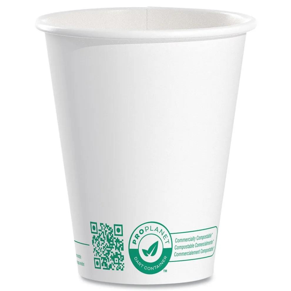 SOLO 8 oz Compostable Paper Hot Cups - White/Green (20/Carton)