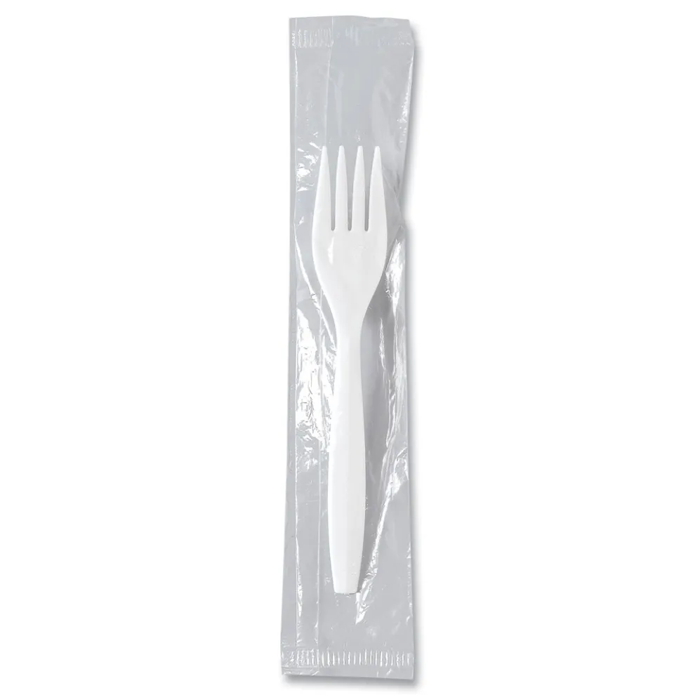 SOLO Individually Wrapped Regal Mediumweight Plastic Cutlery Fork - White (1000/Carton)