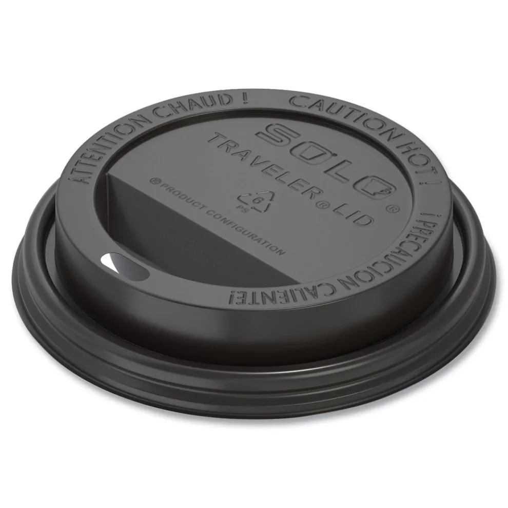 SOLO Traveler Cappuccino Style Dome Lid Fits 10 oz. to 24 oz. Cups - Black (1000/Carton)